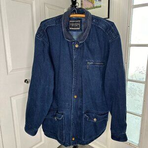 Vintage 90s J Riggins Denim Jean Jacket w/ Corduroy Collar SIZE L Flannel Lined